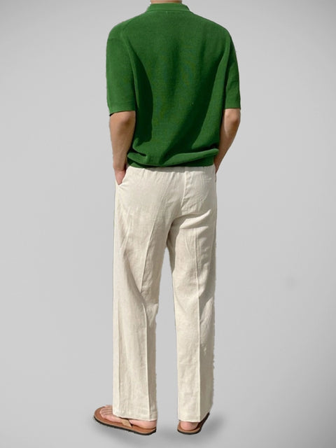 Calça de Linho Masculina – Modelagem Relaxed e Cintura Ajustável