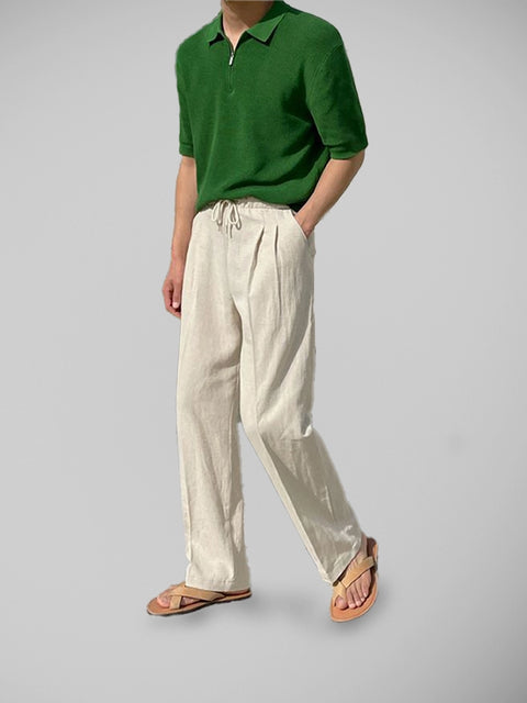 Calça de Linho Masculina – Modelagem Relaxed e Cintura Ajustável